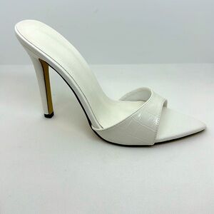 Women Crocodile Embossed Stiletto Heeled Mule Sandals